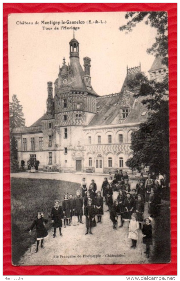 28 MONTIGNY LE GANNELON - Le Château Tour De L´Horloge - Jeunes Filles Joueuses De Croquet - R/V - Montigny-le-Gannelon