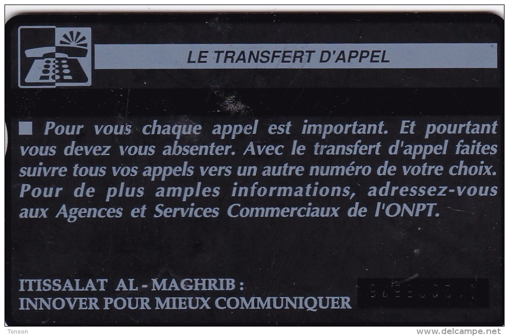 Morocco, MOR-20, Le Transfert D Appel, 2 Scans.   Control Number : 310A  Please Read - Marokko