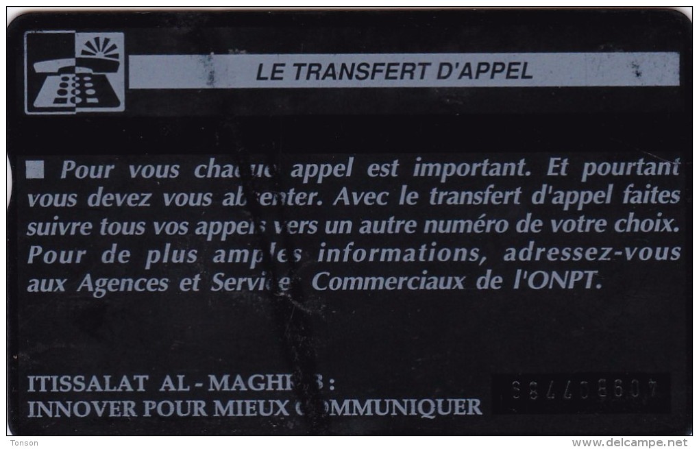 Morocco, MOR-19b, Le Transfert D Appel, 2 Scans.   Control Number : 409B  NB : Bend - Morocco