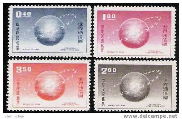 Taiwan 1959 Letter Writing Week Stamps Dove Globe Map Bird UN - Unused Stamps