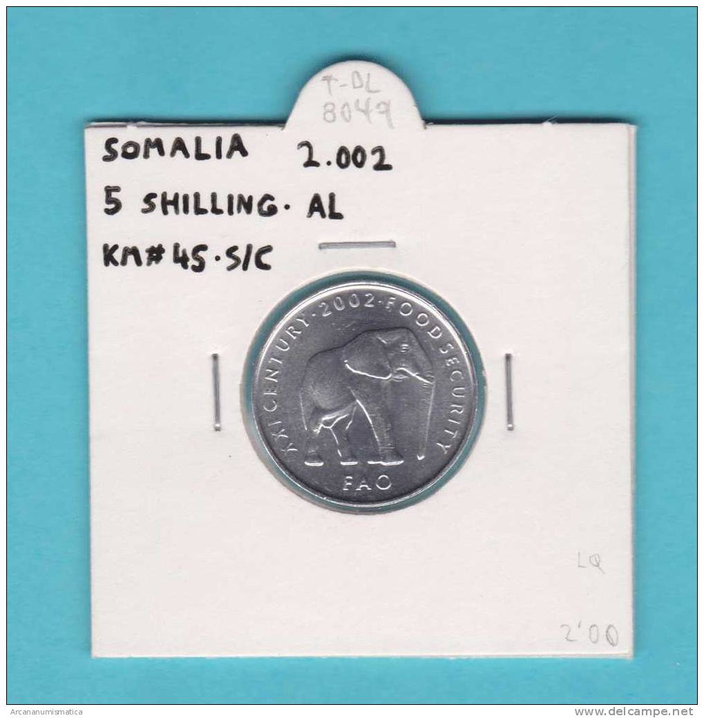 SOMALIA  5 SCHILLING  2.002   AL  KM#45   SC/UNC   DL-8049 - Somalie