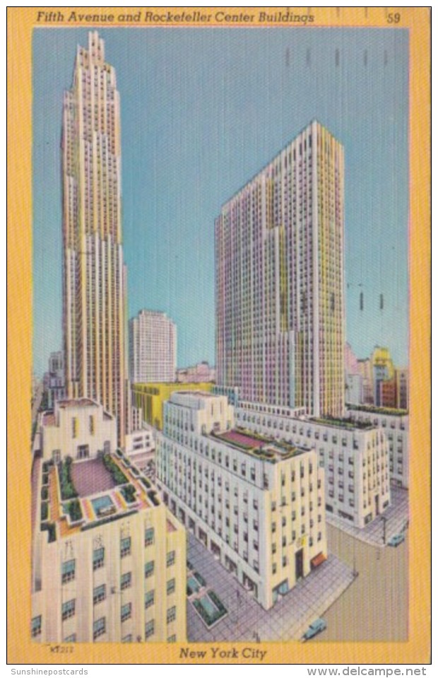 New York City Fifth Avenue And Rockefeller Center Buildings 1953 - Autres Monuments, édifices