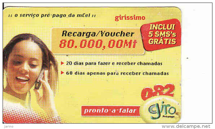 Mozambique Prepaid Card, Recharge Coupon 80 000 Mt - Mozambique