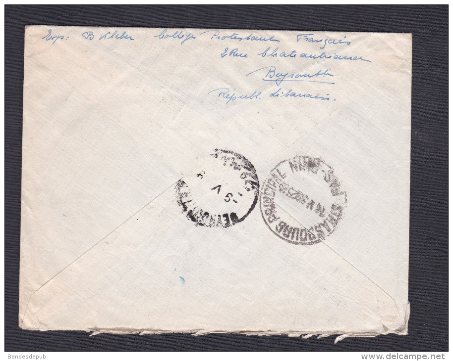 Marcophilie Republique Libanaise Paysage Libanais  Surcharge Tarif Recommande Beyrouth R.P. N°349 Vers Strasbourg - Liban