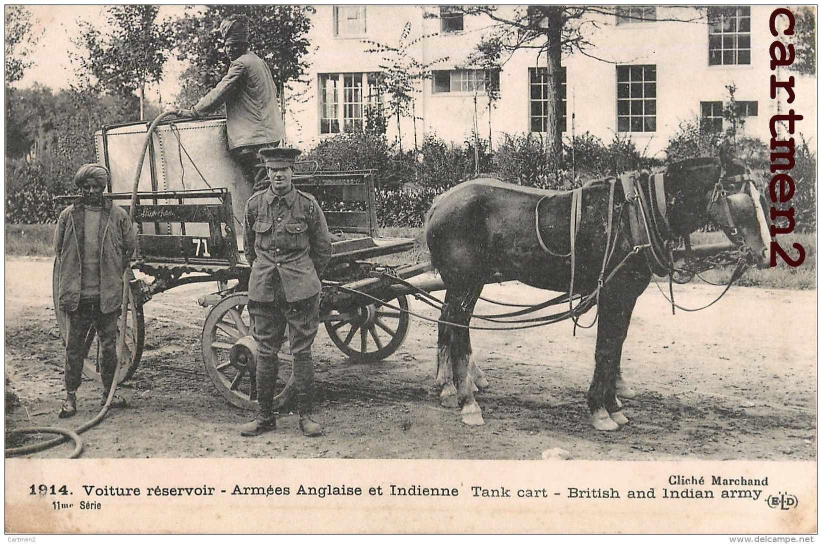 VOITURE RESERVOIR ARMEE ANGLAISE ET INDIENNE TANK CART BRITISH INDIAN ARMY ENGLAND ATTELAGE - Equipment