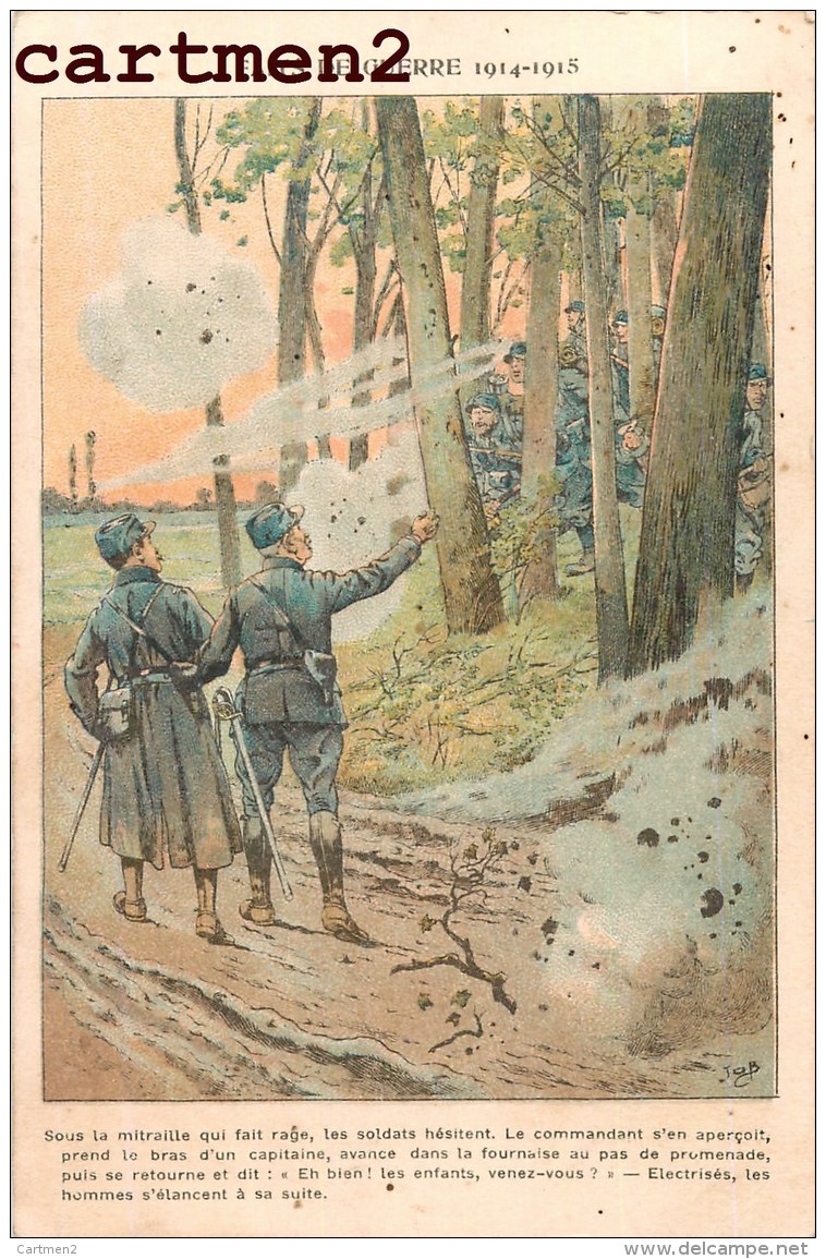 CARTE PATRIOTIQUE FAITS DE GUERRE POILUS INFANTERIE ILLUSTRATEUR JOB OFFICIERS HEROÏQUES - Patriottiche