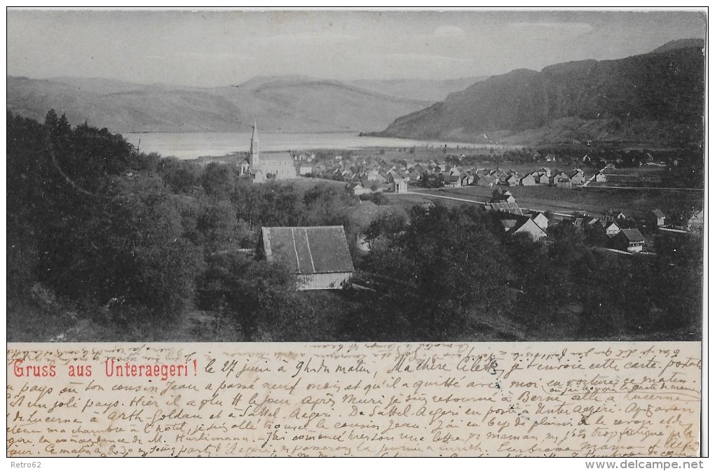 GRUSS AUS UNTER-AEGERI &#8594; Dorfansicht Anno 1900 - Sonstige & Ohne Zuordnung