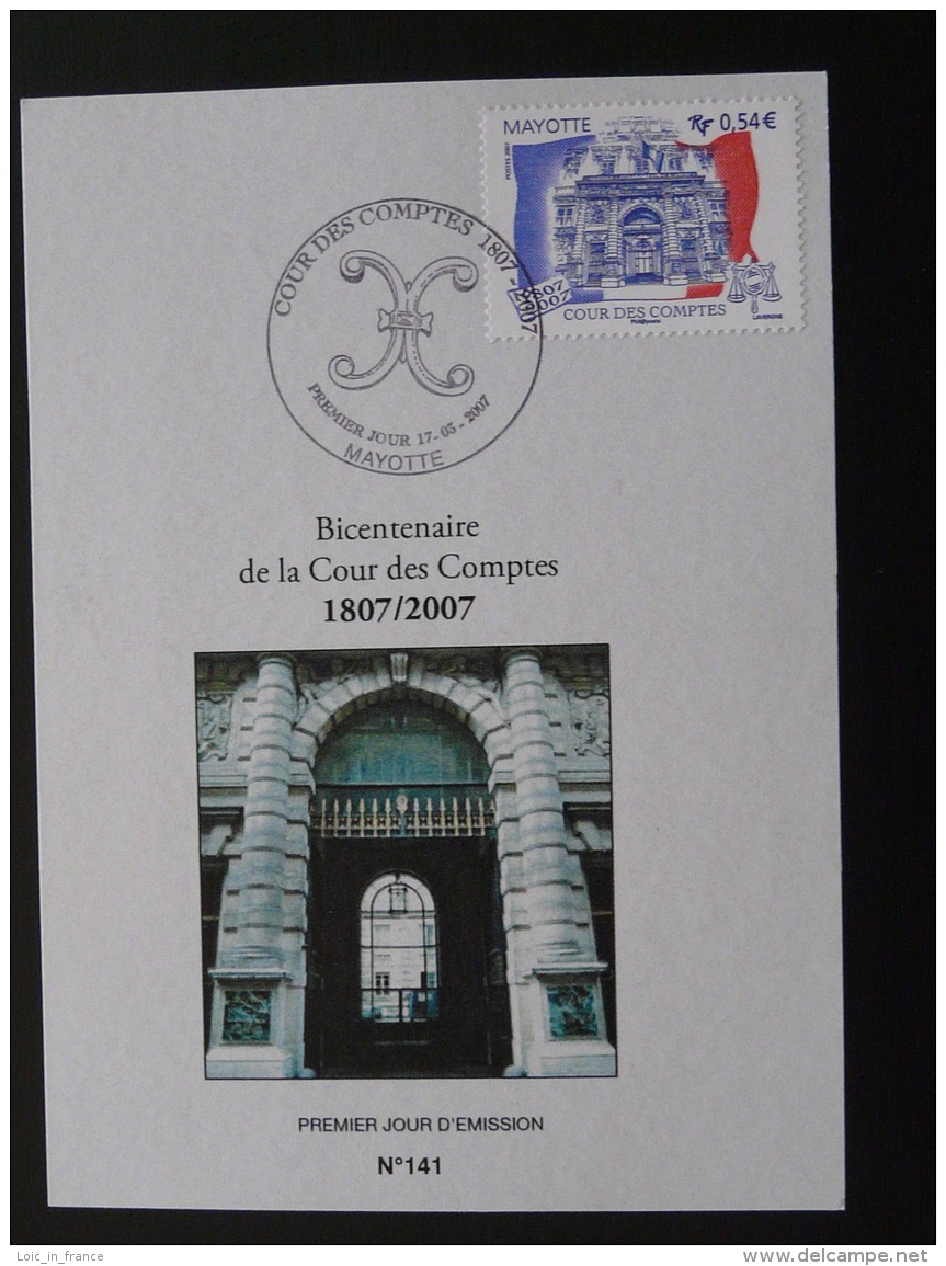 Carte Maximum Card Bicentenaire Création Cour Des Comptes Par Napoleon Mayotte 2007 - Napoléon