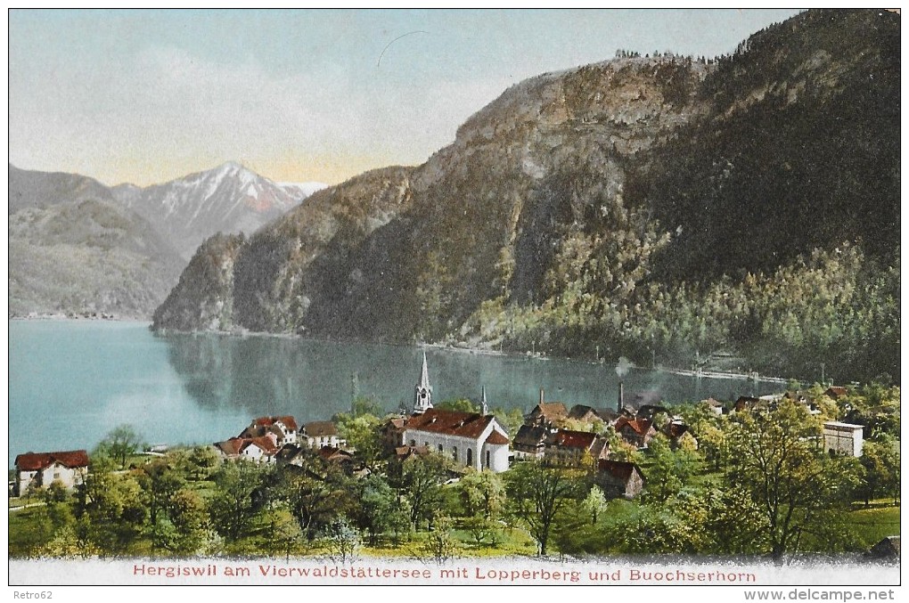 HERGISWIL &#8594; Dorfpartie Um Die Kirche Mit Dem Lopper, Ca.1910 - Hergiswil