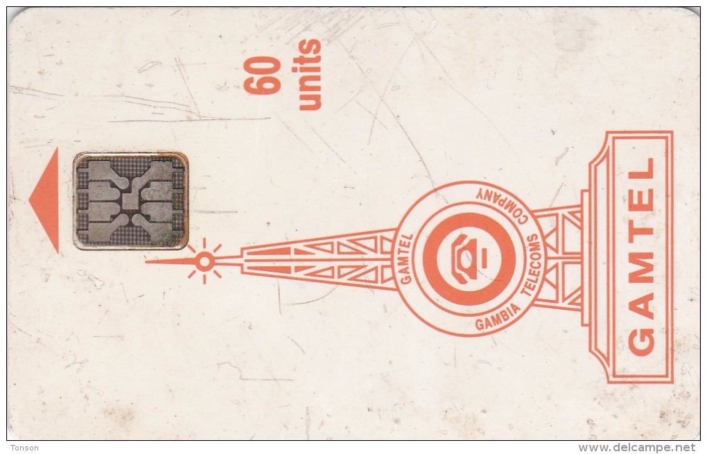 Gambia, GAM-D4E, 60 Units, Logo - Orange, 2 Scans.  SC5 Chip In ISO Position, Hole 6 Mm   Many Marks - Gambie