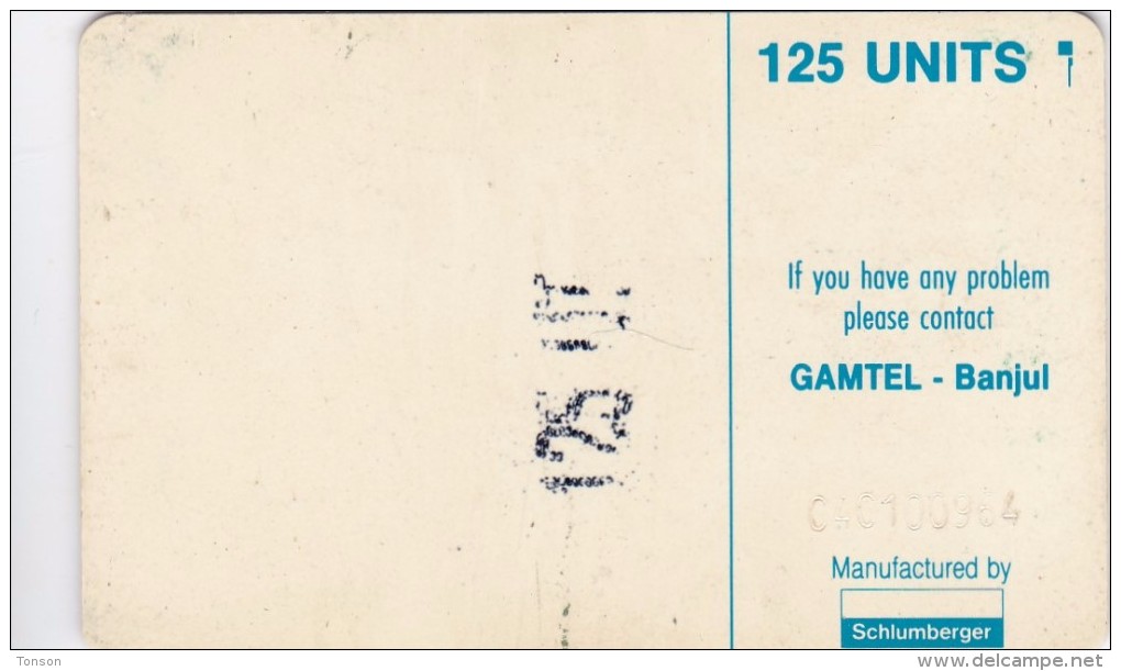 Gambia, GAM-D5A, 125 Units, Logo - Blue, 2 Scans.  No Hole, CN : C4C100964 - Gambia