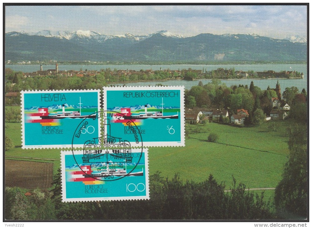 Emission Commune Suisse - Autriche - Allemagne. Carte Maximum Commune Bodensee 1993 - Joint Issues