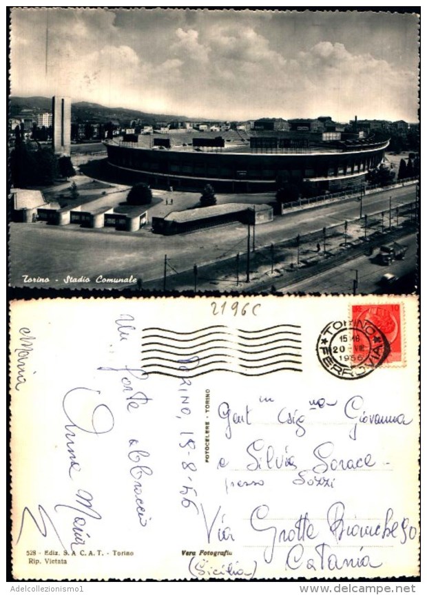 2196c) Cartolina Di Torino-stadio Comunale-viaggiata - Stades & Structures Sportives