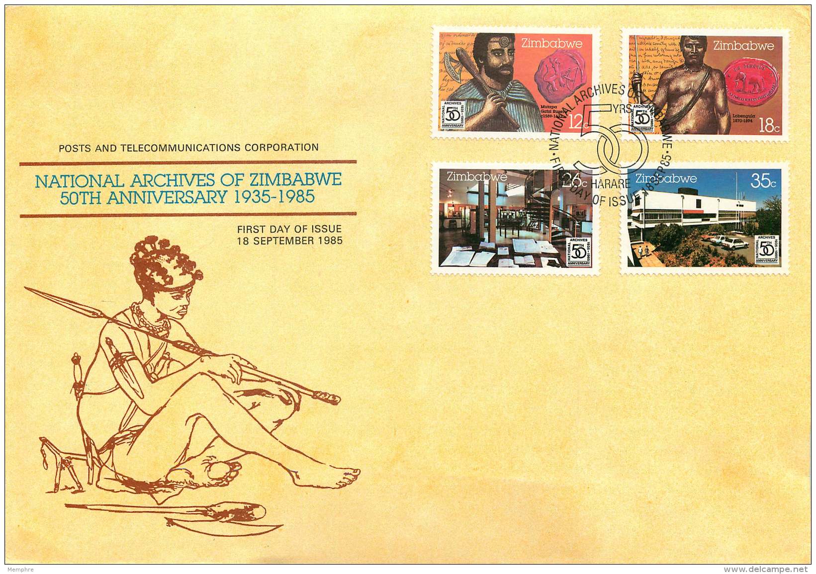 1985  National Archives     Complete Set On Single  Unaddressed  FDC - Zimbabwe (1980-...)