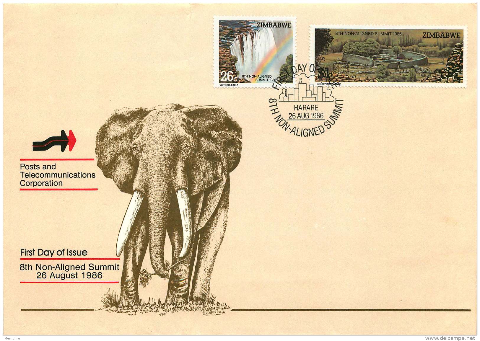 1986  Non-aligned Summit Conference   -  Complete Set On Single  Unaddressed  FDC - Zimbabwe (1980-...)