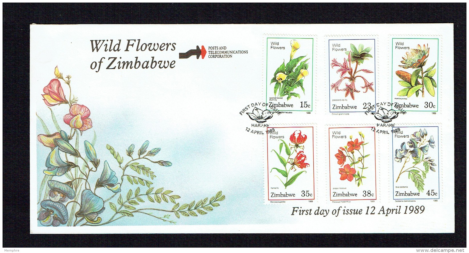 1989  Wild Flowers     Complete Set On Single  Unaddressed  FDC - Zimbabwe (1980-...)