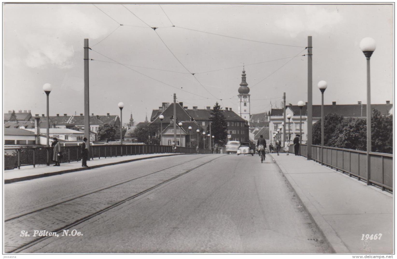 AK - NÖ - St. Pölten - Strassenansicht Brücke - 1950 - St. Pölten