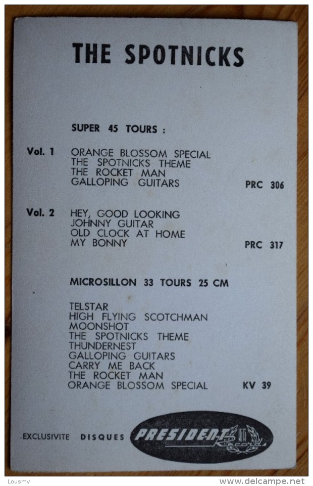 The Spotnicks - Groupe Pop - Rock Suédois Des Années 60 - Discographie Au Dos - Disques Président - Pli - (N°6180) - Musique Et Musiciens