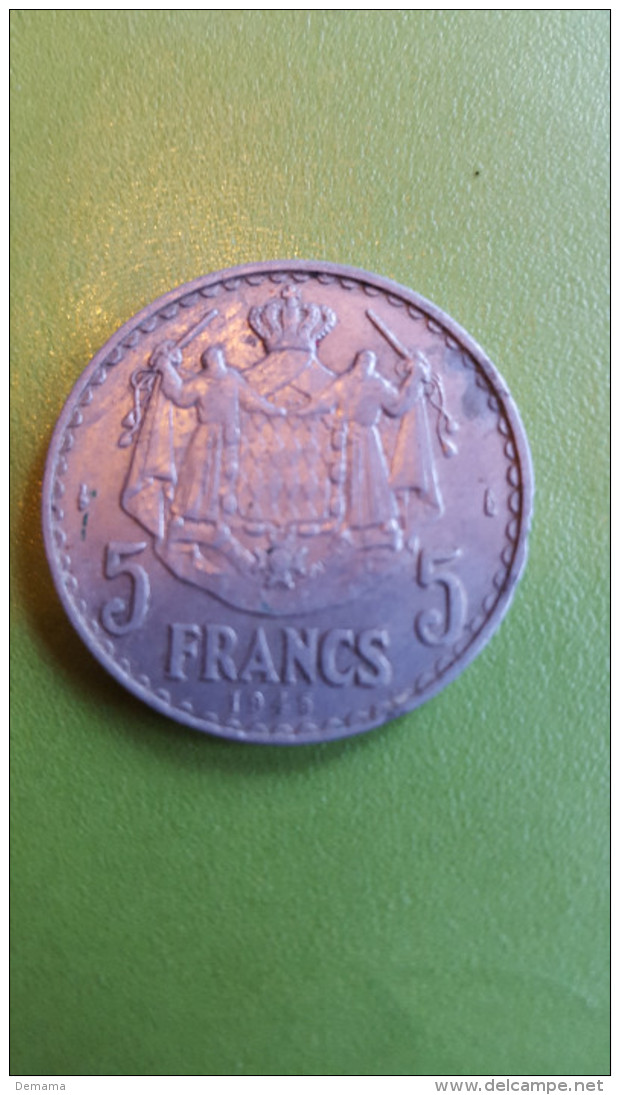 1945, 5 Franc, TLouis II Prince De Monaco - 1922-1949 Louis II
