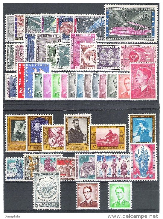 BELGIQUE  Annee Complete 1958** 48 Valeurs**  C.O.B. = 414,50 Euro - Années Complètes