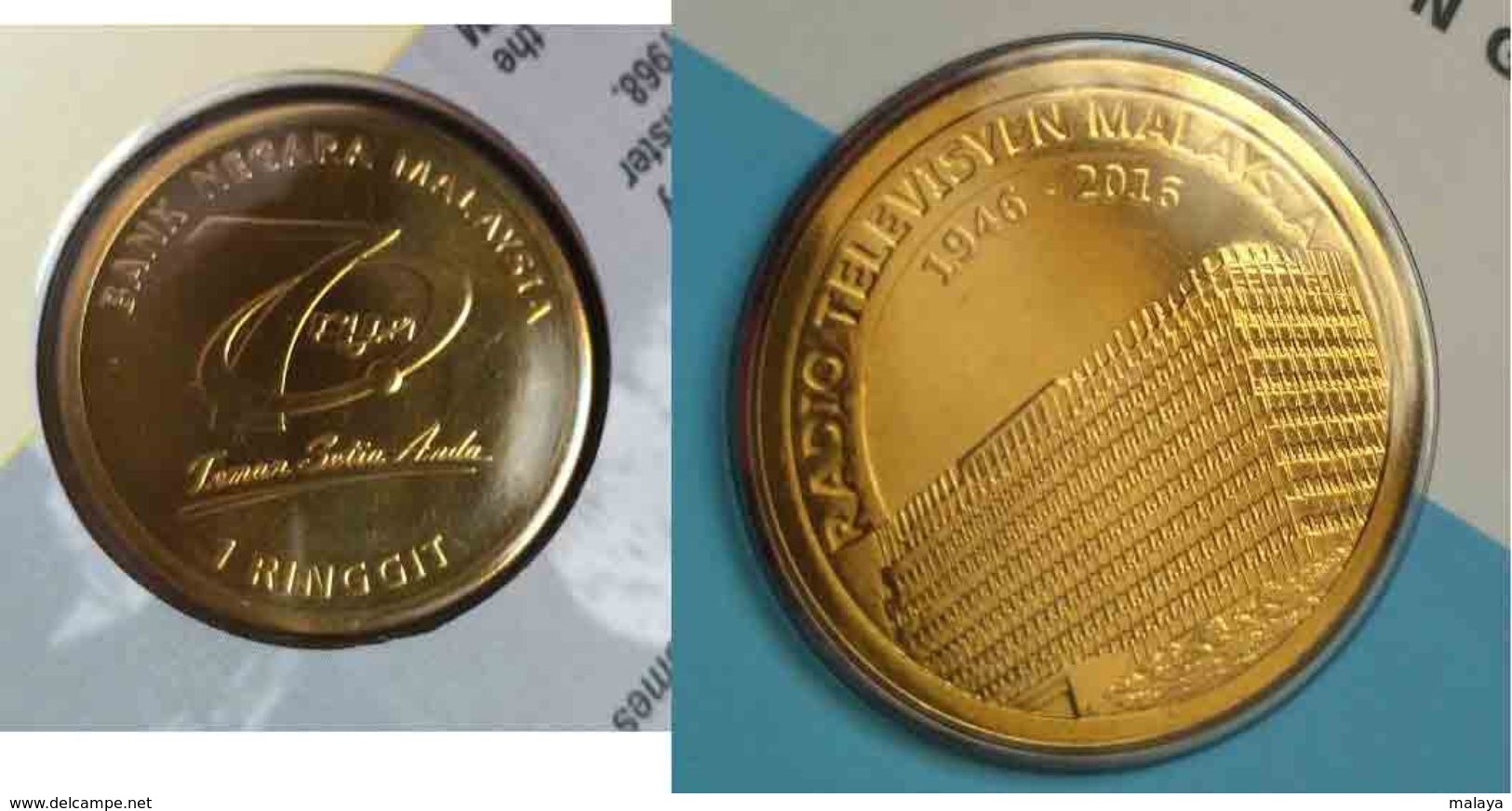 Malaysia 2016 1 Ringgit Nordic Gold BU Coin Card 2017  Radio Televisyen TV RTM 70th Anniversary - Malaysia