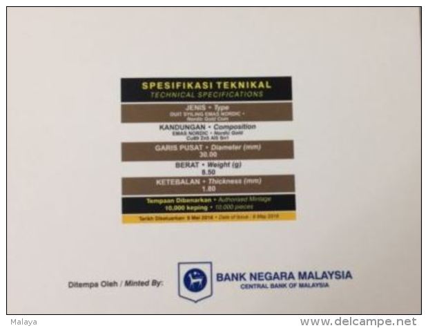 Malaysia Coin 2016 1 Ringgit  Sabah Borneo Building Fund Nordic Gold BU Coin Card - Malaysia
