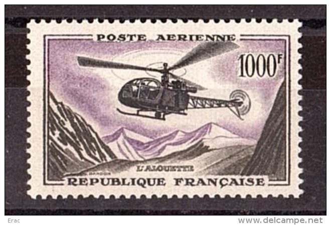 1957/59 - Poste Aérienne N° 37 - Neuf ** - Hélicoptère Alouette - 1927-1959 Neufs