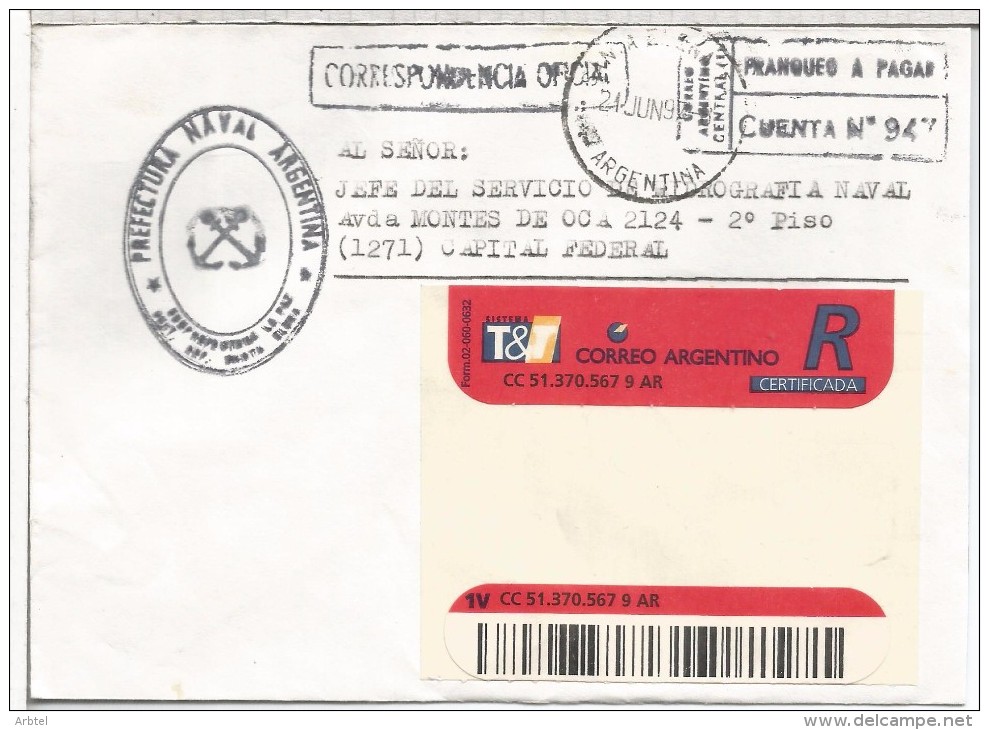 ARGENTINA CC CORREO OFICIAL PREFECTURA NAVAL LA PAZ - Oficiales