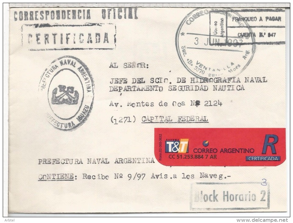 ARGENTINA CC CORREO OFICIAL ARMADA ARGENTINA PREFECTURA IGUAZU - Service