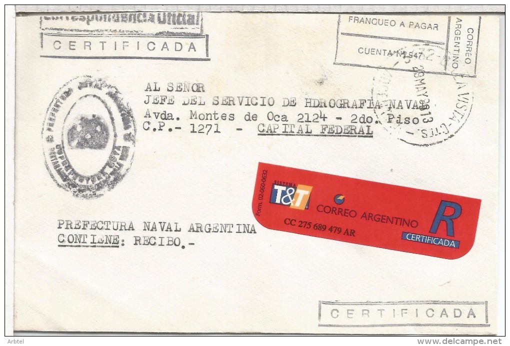 ARGENTINA CC CORREO OFICIAL ARMADA ARGENTINA PREFECTURA GOYA - Oficiales