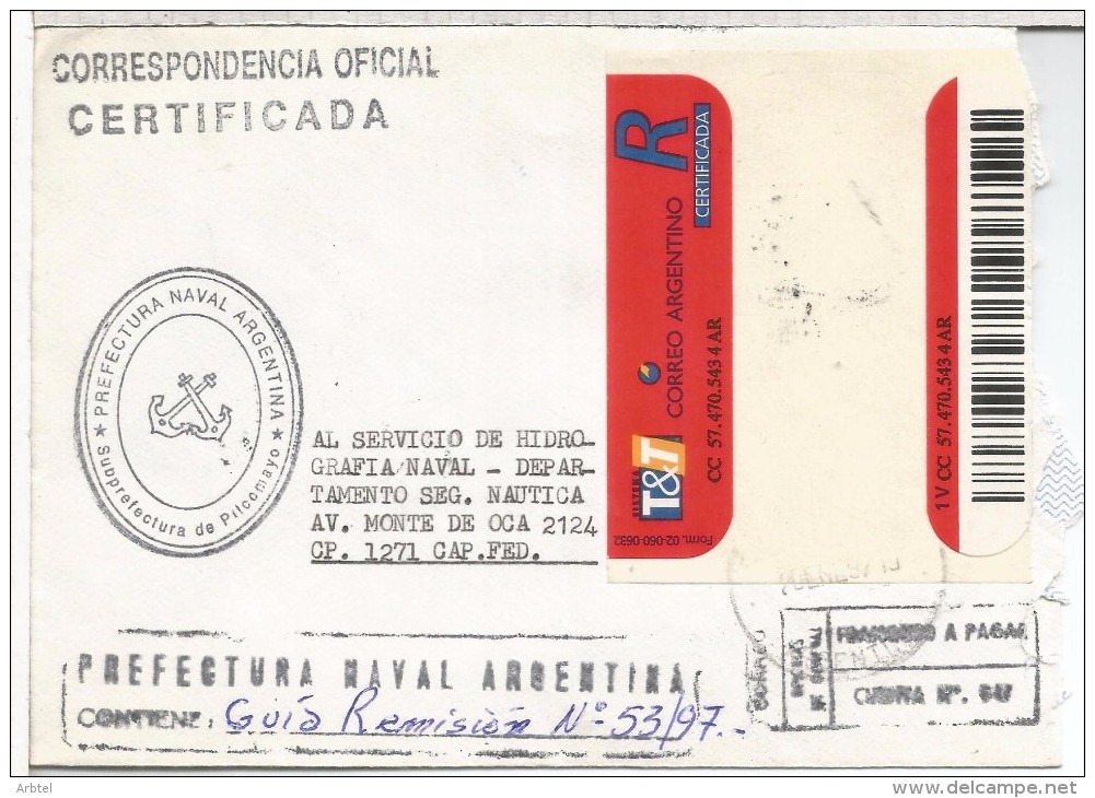 ARGENTINA CC CORREO OFICIAL ARMADA ARGENTINA PREFECTURA PILCOMAYO - Oficiales