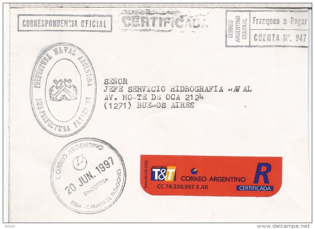 ARGENTINA CC CORREO OFICIAL ARMADA ARGENTINA PREFECTURA PATAGONES - Oficiales