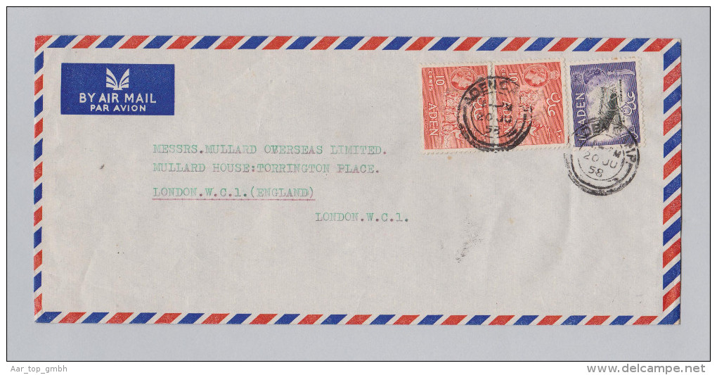 Asien Jemen 1958-06-20 Aden Camp Luftpost Brief Nach England - Yémen