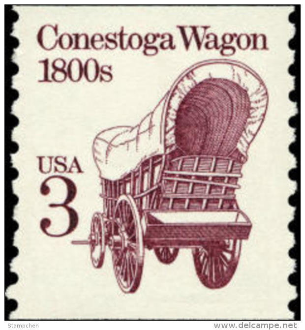 1988 USA Transportation Coil Stamp Conestoga Wagon Sc#2252 History Car Post Horse - Roulettes