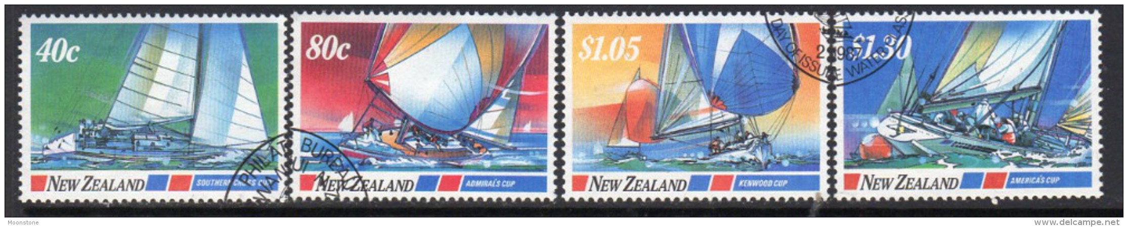 New Zealand 1987 Yachting Events Sailing Set Of 4, Used - Gebruikt