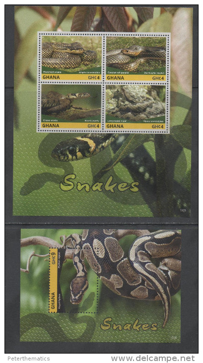 GHANA ,2015, MNH, REPTILES, SNAKES, PYTHONS, LOVELY PHOTOS, SHEETLET+S/SHEET - Snakes