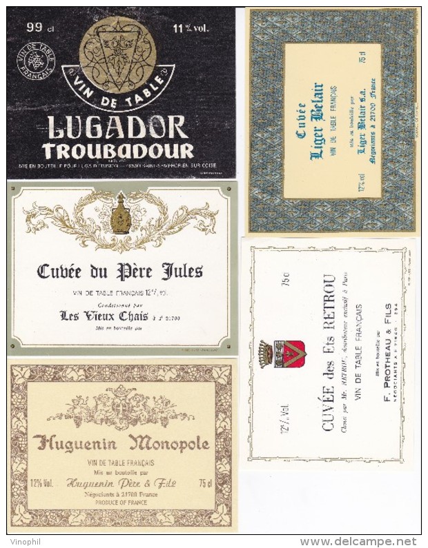 LOT DE 90 ETIQUETTES DE VIN DIVERSES VIN DE TABLE ET AUTRES FANTAISIE BEAU LOT PRIX CANON