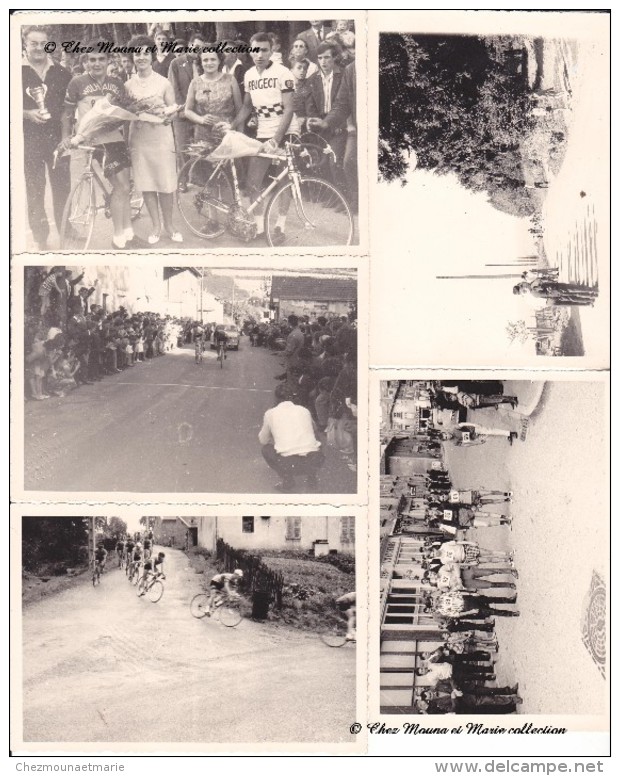 1965 COURS LA VILLE - CYCLISME - PRIX VALENTIN - MARDORE PONT GAUTHIER - RHONE 69 - LOT DE 7 PHOTOS + ARTICLE - Ciclismo