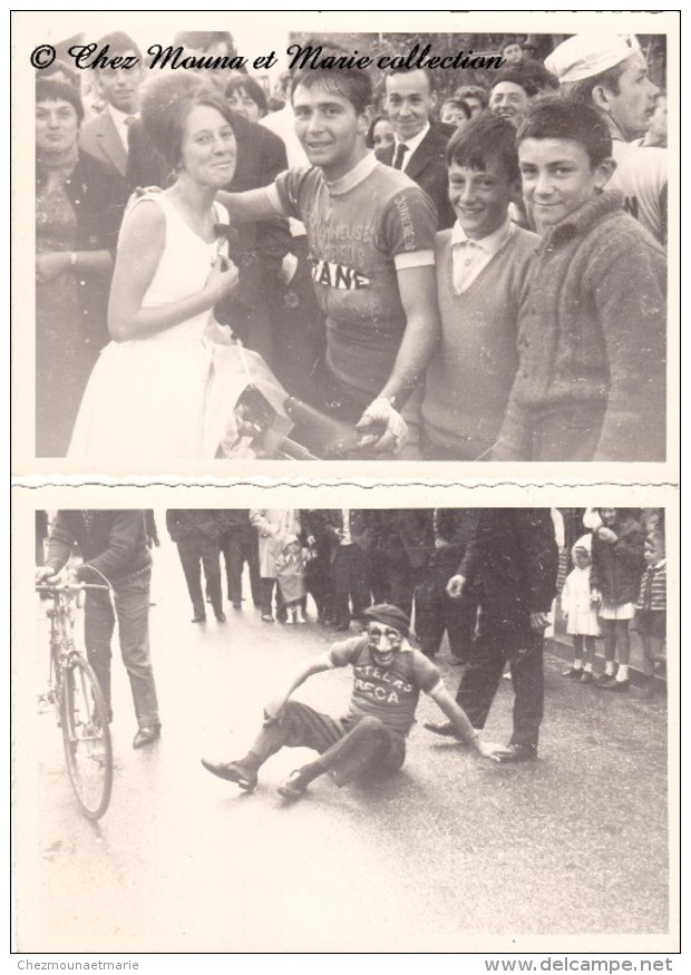 1965 COURS LA VILLE - CYCLISME - PRIX VALENTIN - MARDORE PONT GAUTHIER - RHONE 69 - LOT DE 7 PHOTOS + ARTICLE - Cyclisme
