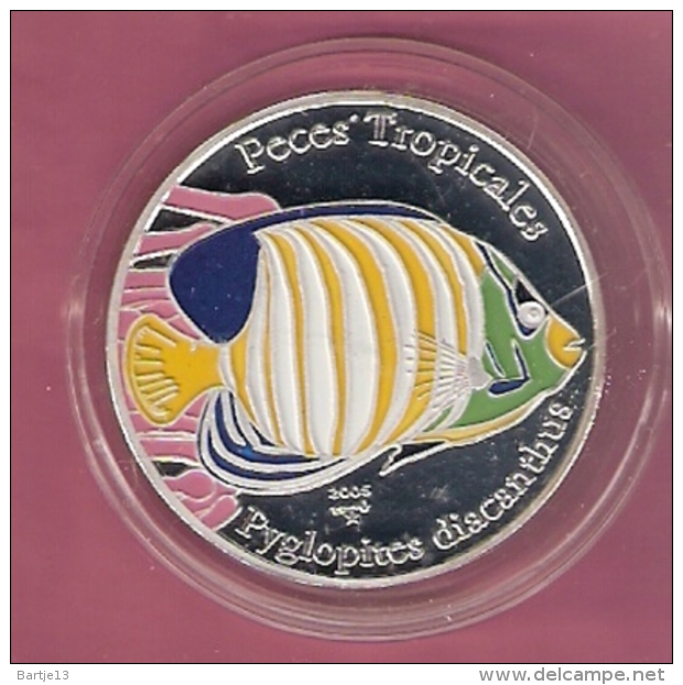 CUBA 10 PESOS 2005 AG PROOF COLOURED REGAL ANGEL FISH KM818 SCRATCHES ONLY ON CAPSEL - Cuba