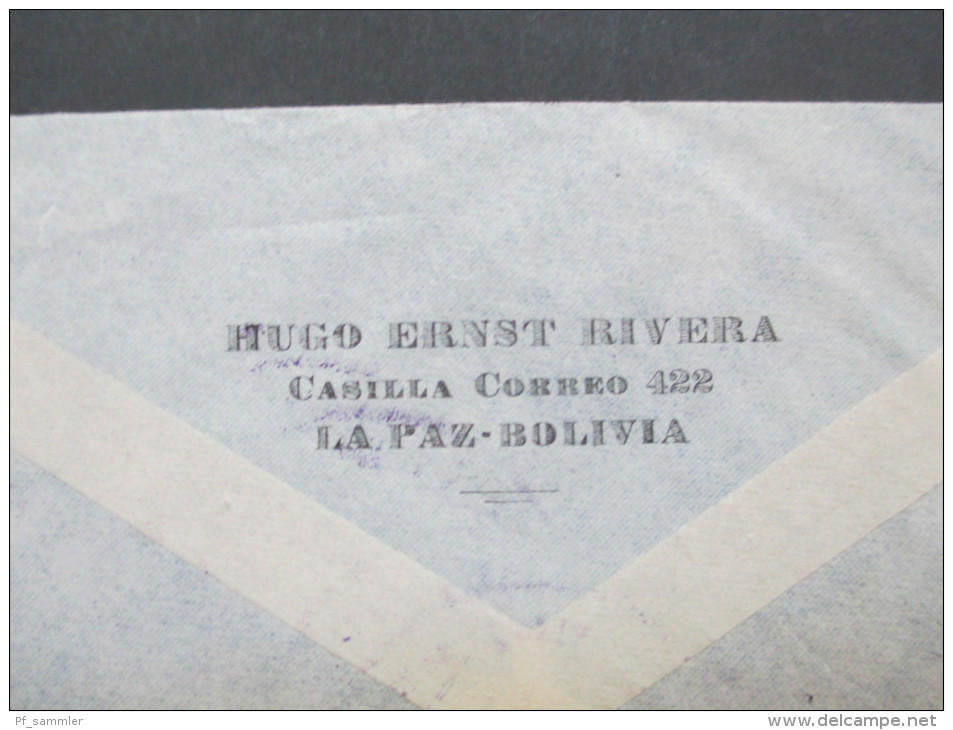 Bolivien 1938 Luftpostbrief / Correo Aero. Flugpostmarken Nr. 283 / 289 Und 290 Mischfrankatur - Bolivie