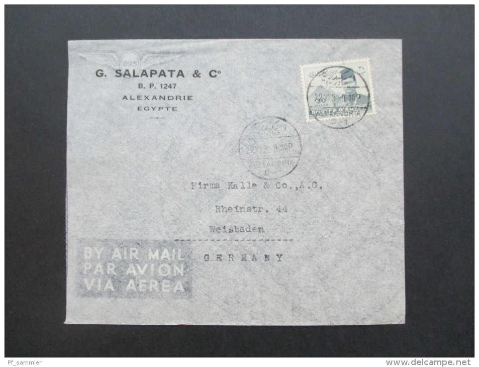 Ägypten 1939 Luftpost / Airmail. EF. G. Salapata & C. Alexandrie - Briefe U. Dokumente