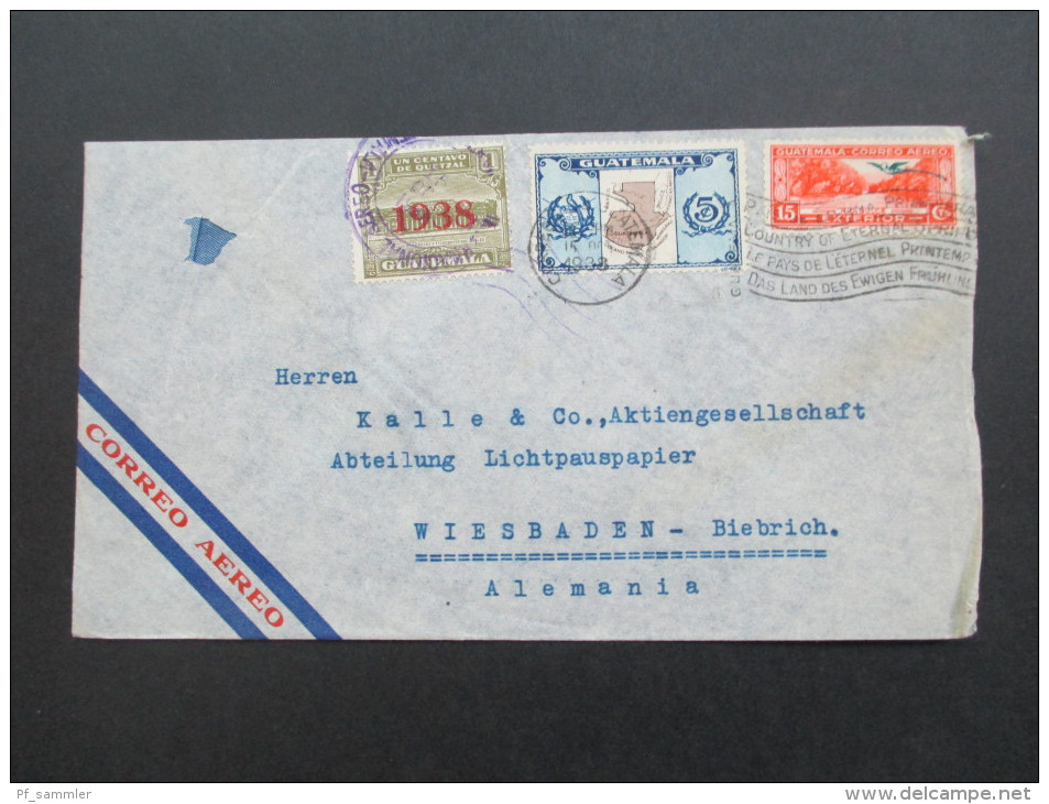 Guatemala 1938 MiF Flugpostbeleg Marken Mit Aufdruck! Stempel: Buzon 52 Guatemala - Guatemala