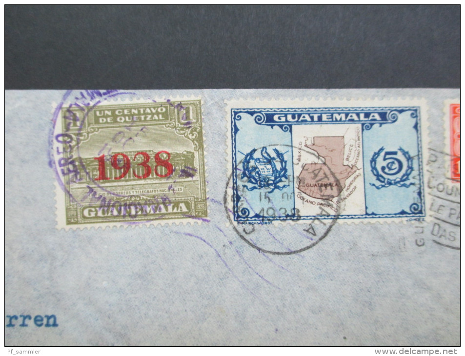 Guatemala 1938 MiF Flugpostbeleg Marken Mit Aufdruck! Stempel: Buzon 52 Guatemala - Guatemala