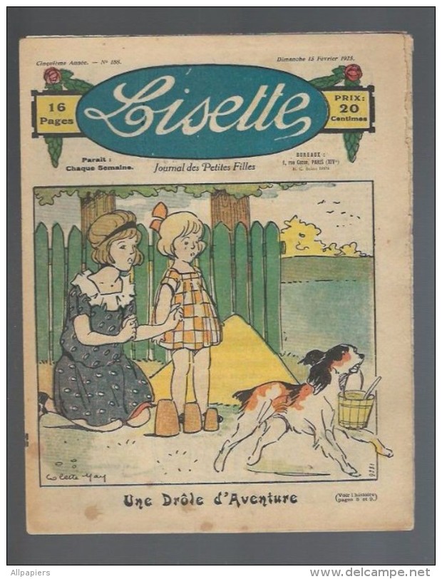 Lisette N°188 Une Drôle D'aventure - L'oeuf Couvé - Un Sauvetage - Chapeau De Soie Pour Fillette De 1925 - Lisette