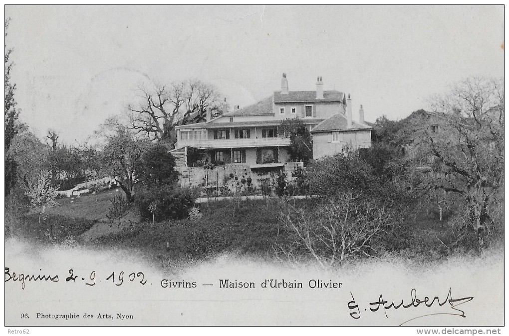 GIVRINS &#8594; Maison D'Urbain Olivier &#9658;Stempel Begnins 02.09.1902&#9668; - Begnins