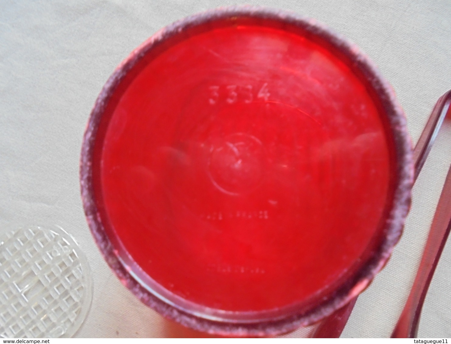Vintage - Seau/pot à glace + pince à glaçons Plastique rouge Années 70