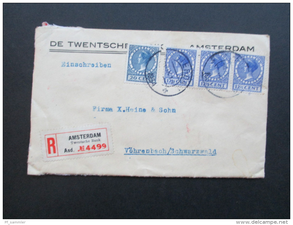 Niederlande Einschreiben 5 Fach Gesiegelt!! Amsterdam Twentsche Bank Asd. No 4499. Interessanter Beleg!! - Cartas & Documentos