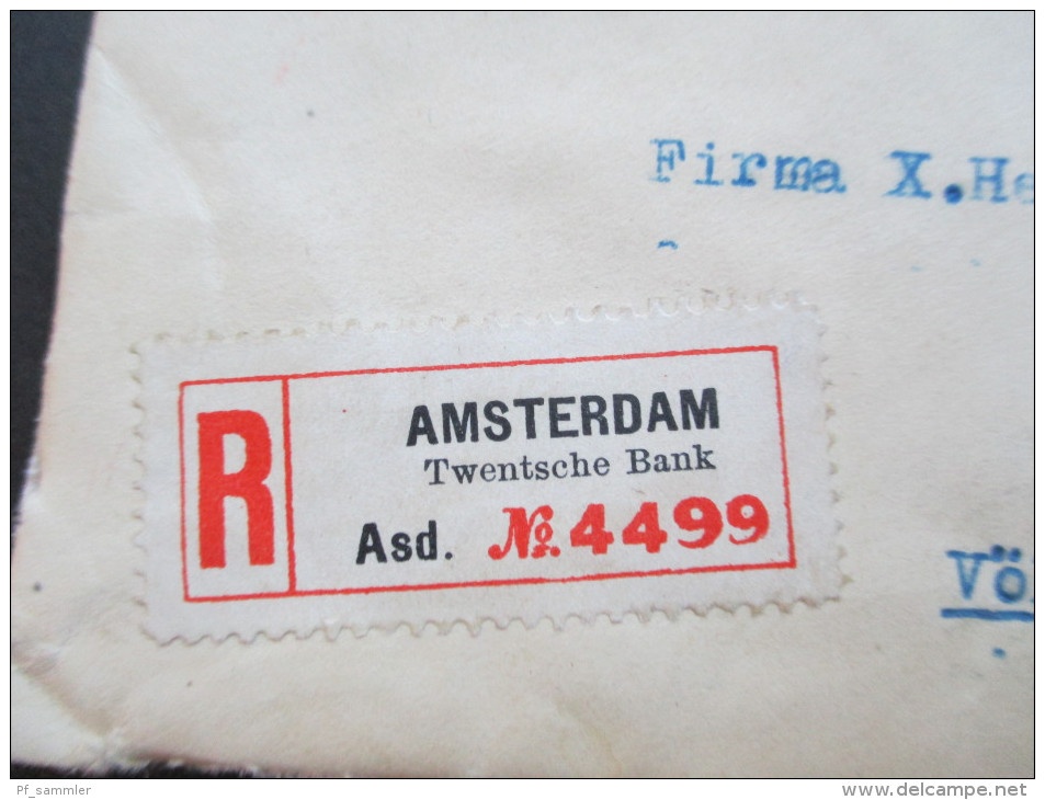 Niederlande Einschreiben 5 Fach Gesiegelt!! Amsterdam Twentsche Bank Asd. No 4499. Interessanter Beleg!! - Cartas & Documentos