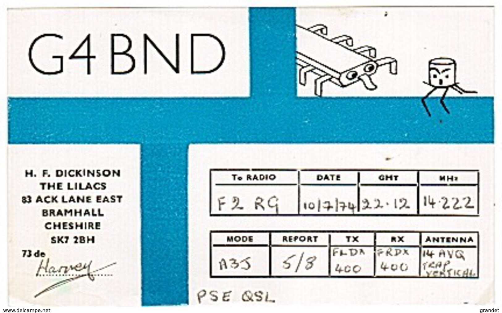 CARTE - RADIO - QSL - ANGLETERRE - ENGLAND - BRAMHALL - CHESHIRE - - Radio Amateur